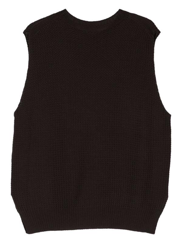 Issey Miyake Homme Plissé - common knit vest in brown - 2