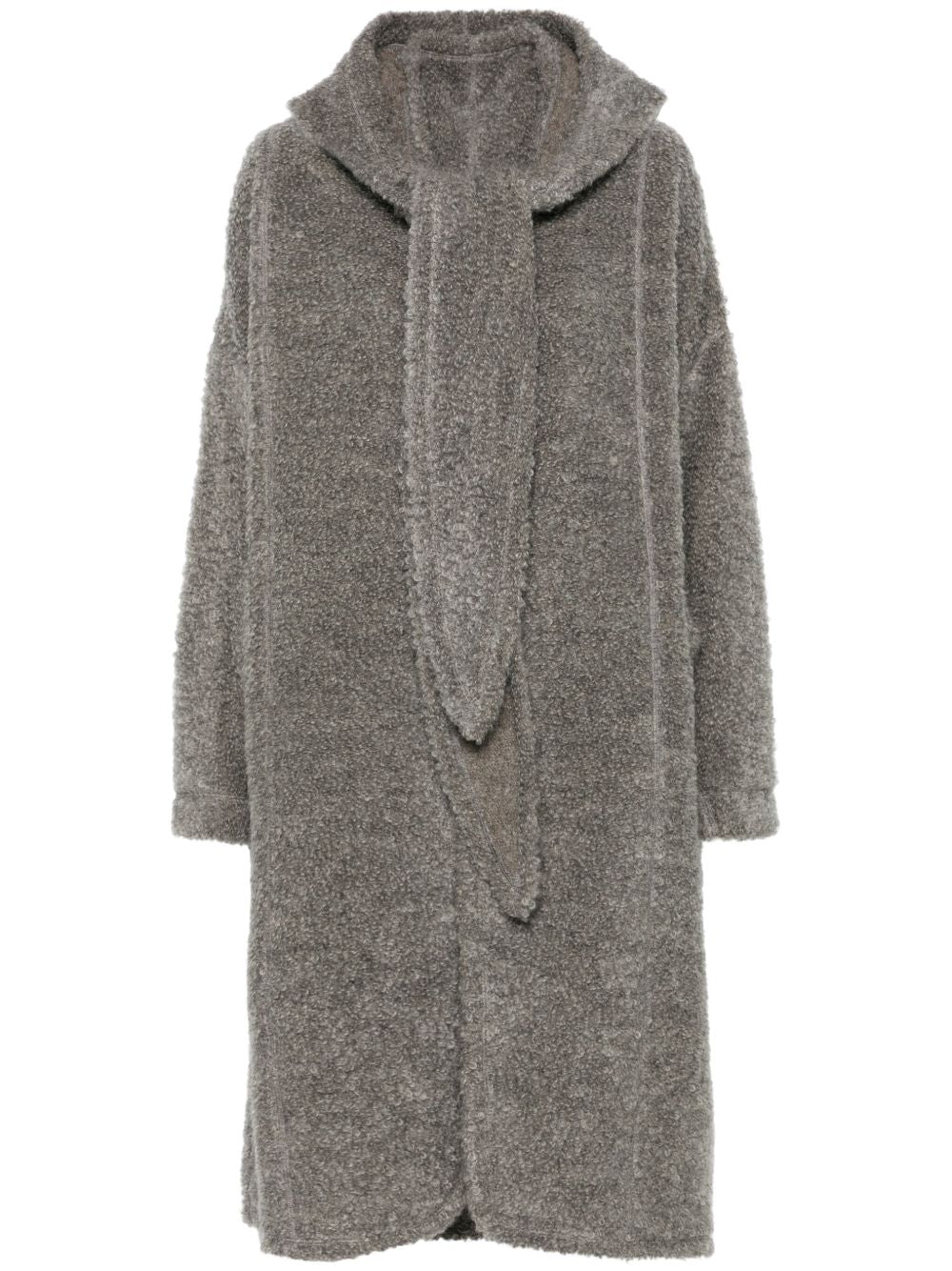 Issey Miyake │ Raw Wool Loop Yarn Coat in Charcoal Black