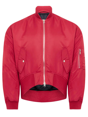 Red jacket with a zipper on a white background
