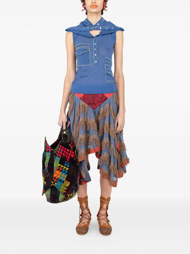 Kiko Kostadinov Kreiner knit top denim blue full outfit view
