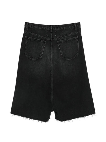 Maison Margiela Denim Shorts in medium black, back view, four-stitch logo and twin back pockets