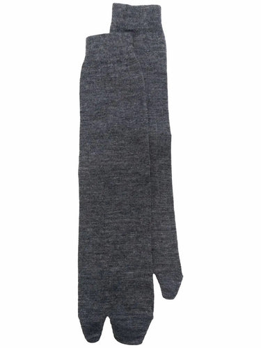 Pair of gray Tabi socks on a white background