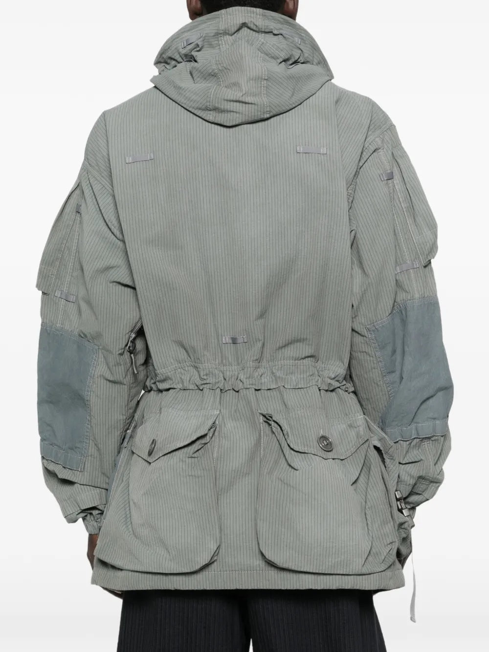 Close-up, back view of a model wearing the Men's Sports Jacket in Sage from Maison Margiela