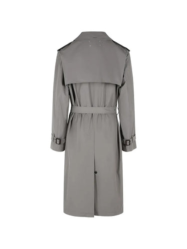 Maison Margiela Grey Trench Coat, Back View, Cape Yoke Panel and Centre Vent Detail
