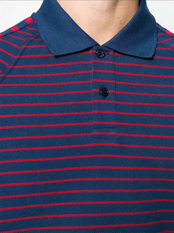 Panelled Polo Top - Red Stripes