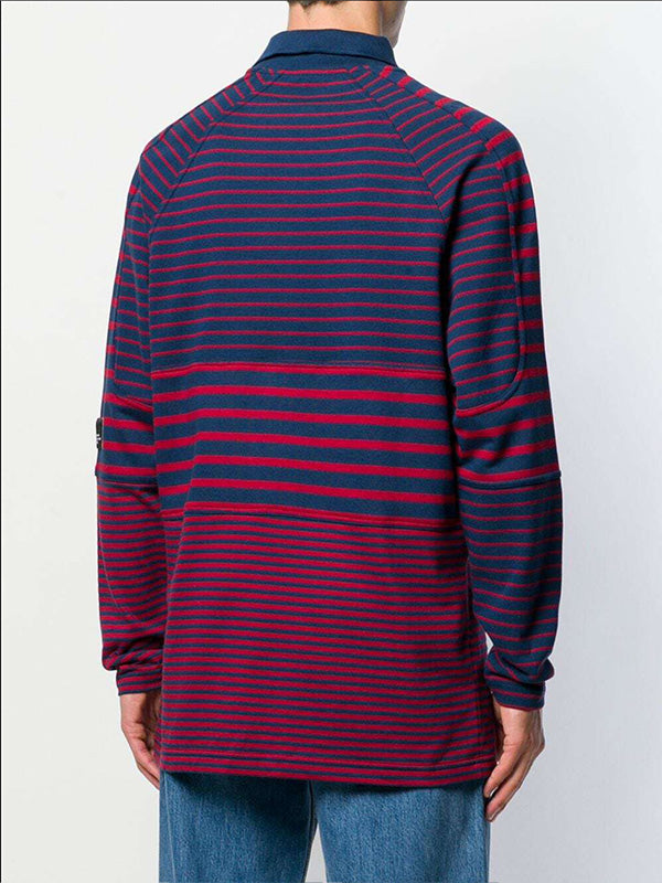 Panelled Polo Top - Red Stripes