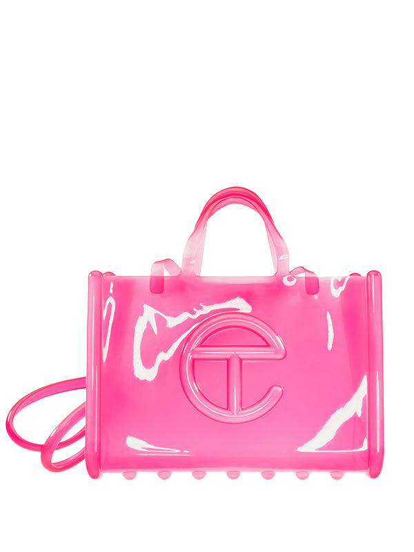 Melissa x Telfar - large jelly shopper bag in clear pink - 1