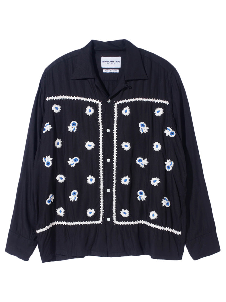 Bandana Hand Embroidery Shirt in Black from Nómarythm Textile