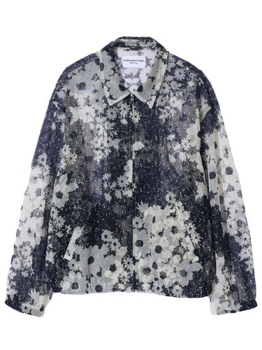 Floral Mesh Zip Blouson in Floral Noise Black from Nómarythm Textile
