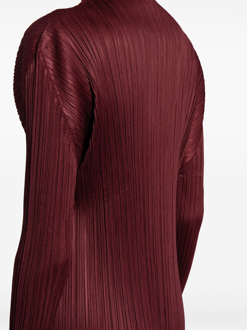 Pleats Please Issey Miyake - high neck dress in brown - 5