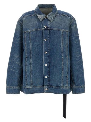 Jumbo Worker Denim Jacket in Washed Indigo from Rick Owens DRKSHDW