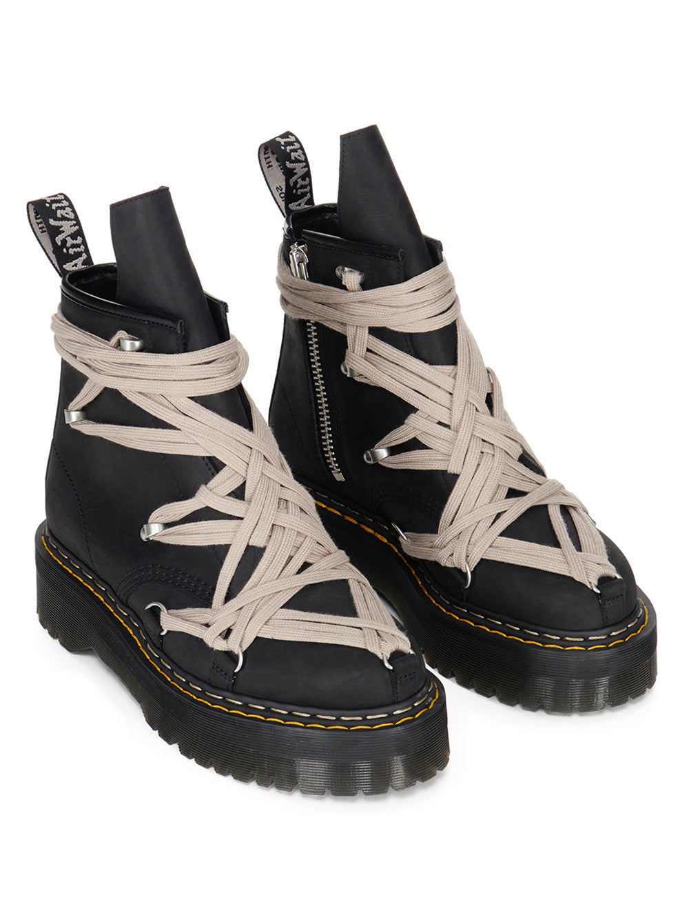 The Megalace 1460 – Black Leather Quad Boot-[-Rick Owens DRKSHDW-6