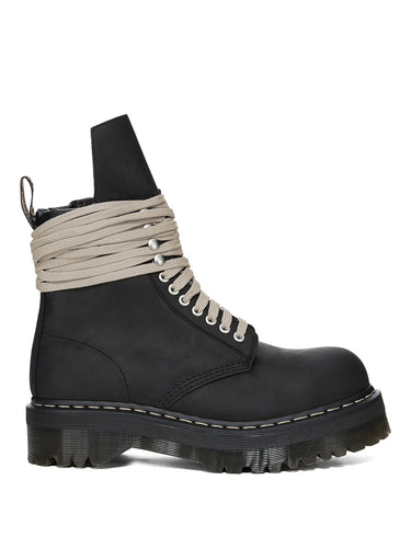 The Steel Toe – Black Leather Quad Boot-[-Rick Owens DRKSHDW-1