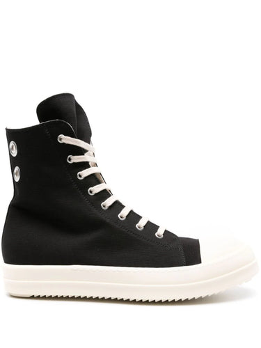 Rick Owens DRKSHDW - Denim High Sneakers in Black/Milk/Milk