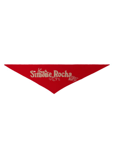 Graphic Logo Knit Neckerchief with Embroidery – Red/Oat/Pearl-[-Simone Rocha-1