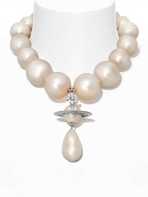 Vivienne Westwood - giant pearl drop necklace in platinum and pearl - 1