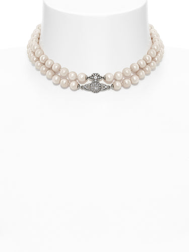 Two row pearl necklace with platinum orb pendant from Vivienne Westwood
