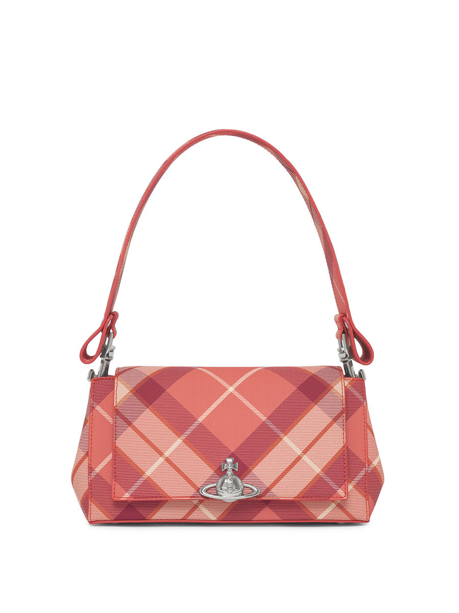 Vivienne Westwood Hazel Medium Handbag in Fraser Pink check with orb hardware