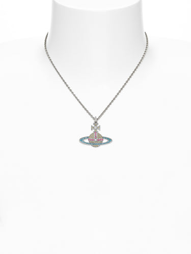 Platinum orb-shaped pendant with blue and yellow coloured jewels from Vivienne Westwood