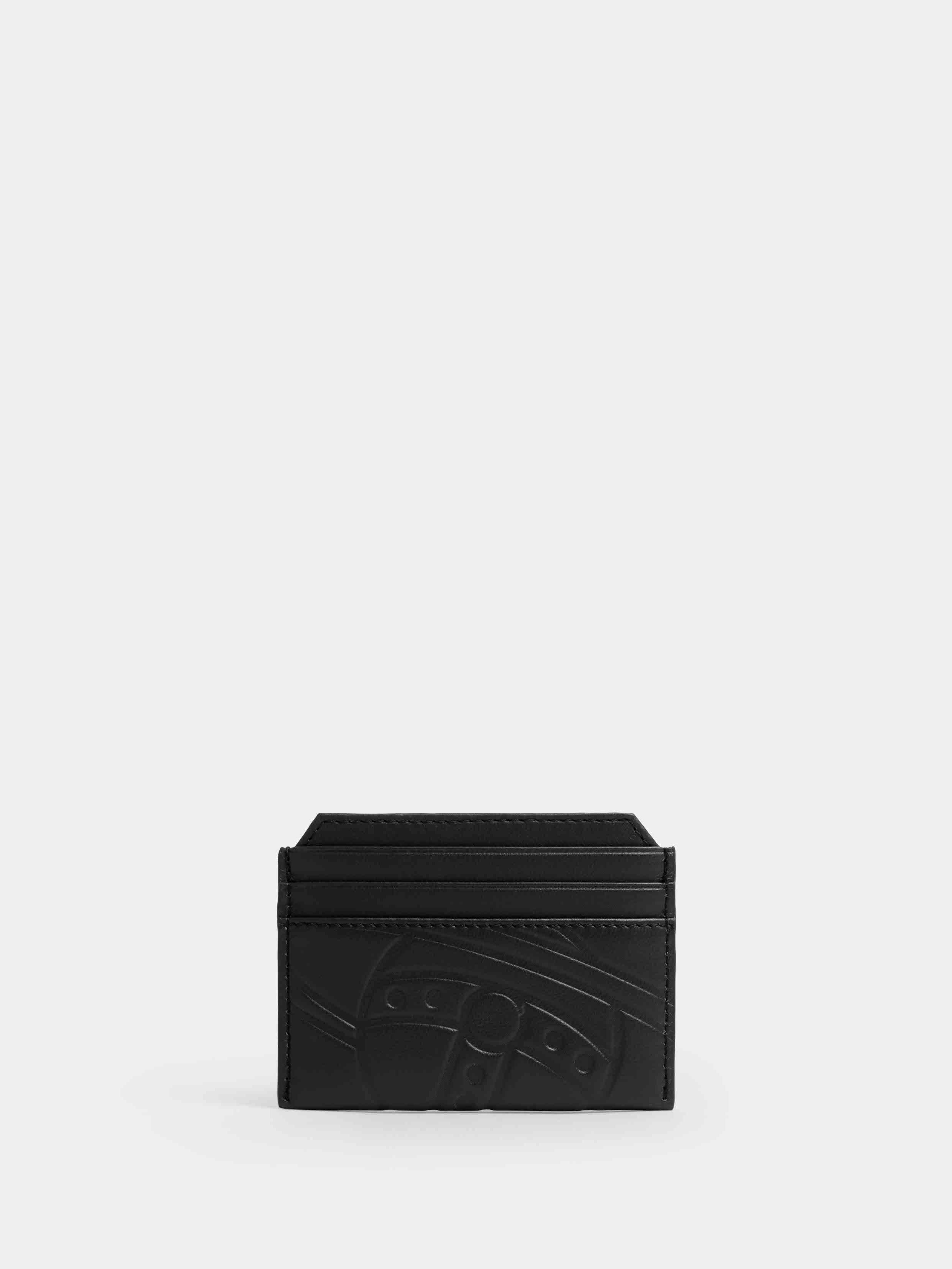 Vivienne Westwood black leather Slim Card Holder with compact rectangular silhouette, tonal stitching and slim everyday card storage