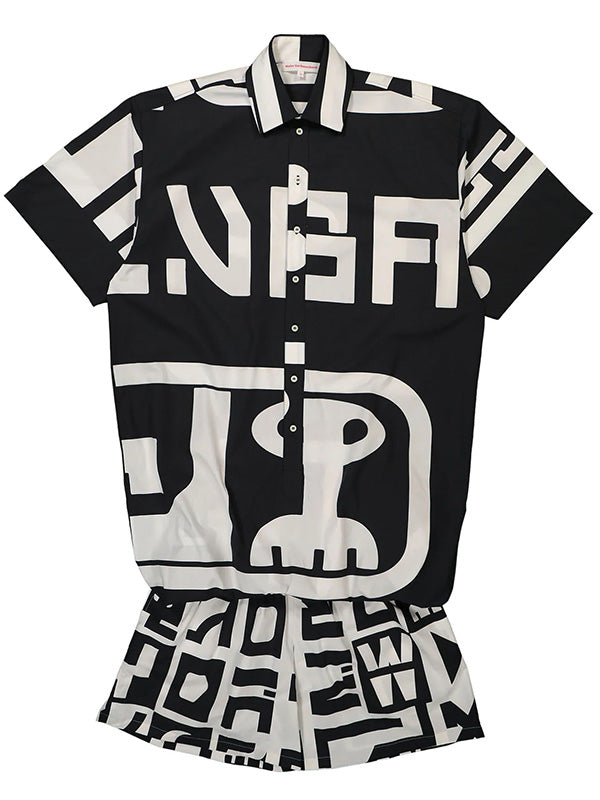 Walter Van Beirendonck - shirt combi shorts jumpsuit in black and white - 1