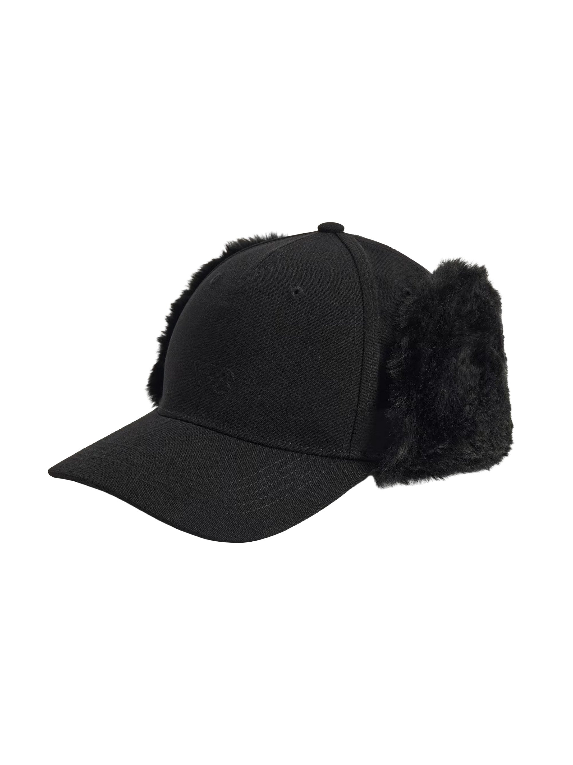 Y-3 Winter Cap in Black with faux fur-lined ear flaps