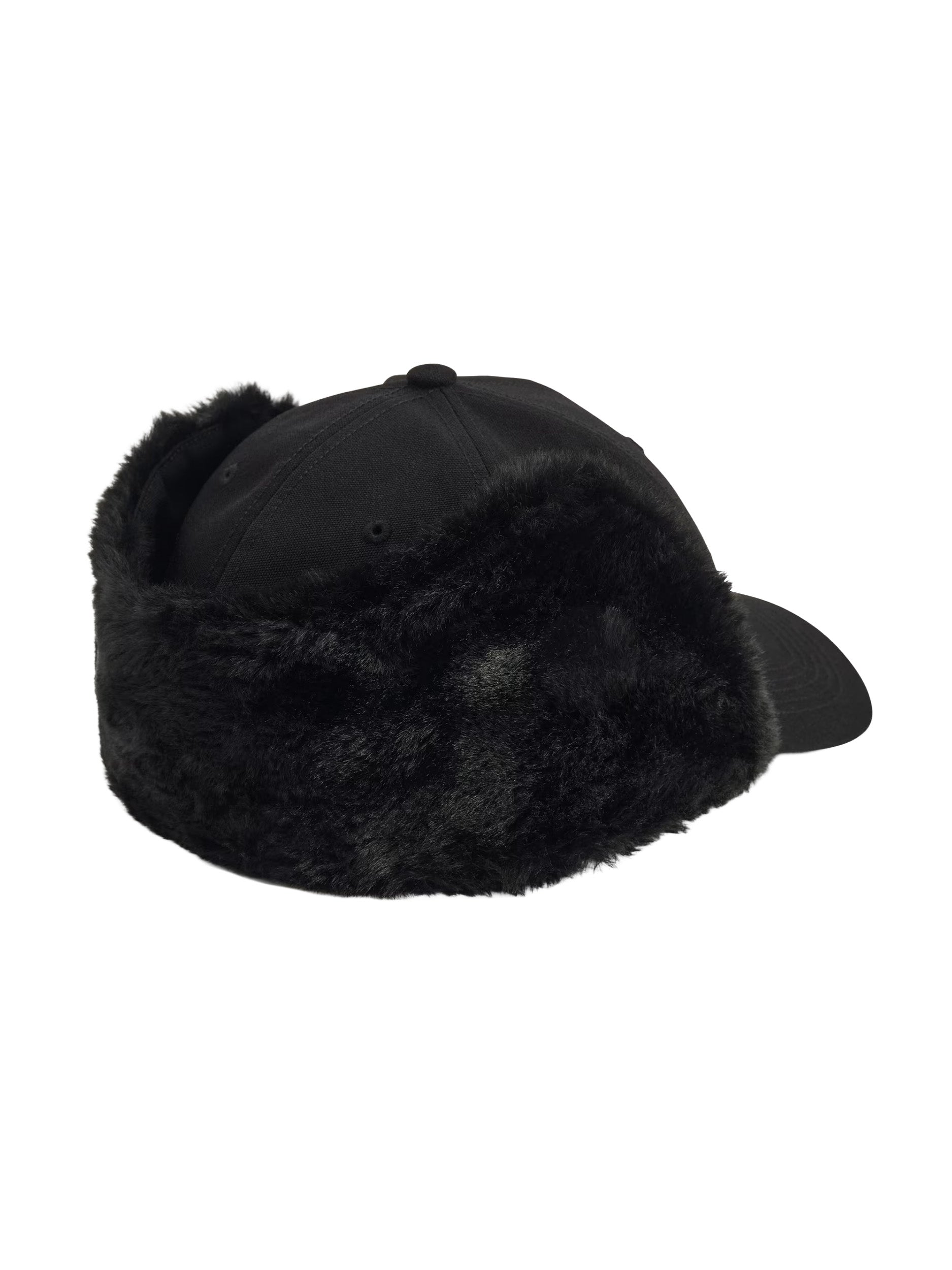 Y-3 Winter Cap in Black side view with ear flaps