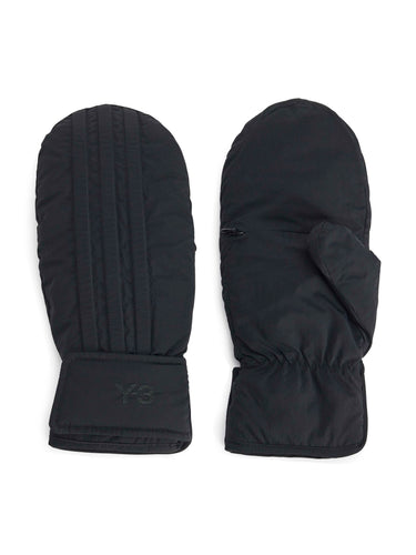 Pair of black mittens from Y-3 on a white background