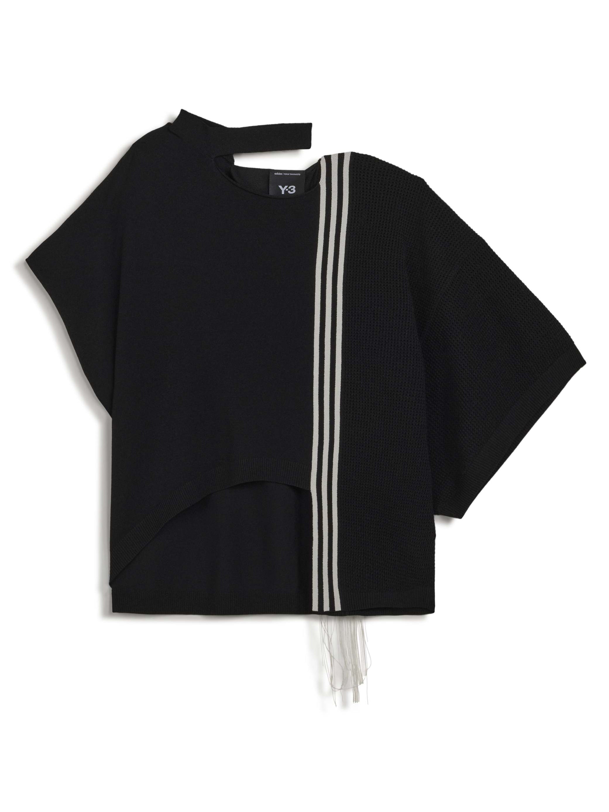 Front packshot of the Y-3 Knit Top in Black, showing the relaxed contemporary silhouette, single jersey construction, and clean front design.