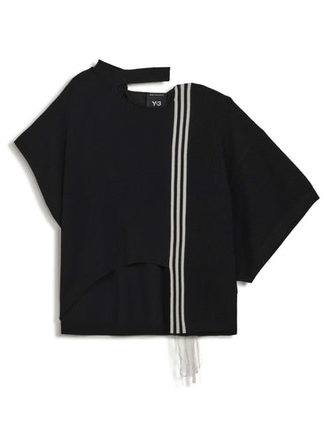 Front packshot of the Y-3 Knit Top in Black, showing the relaxed contemporary silhouette, single jersey construction, and clean front design.