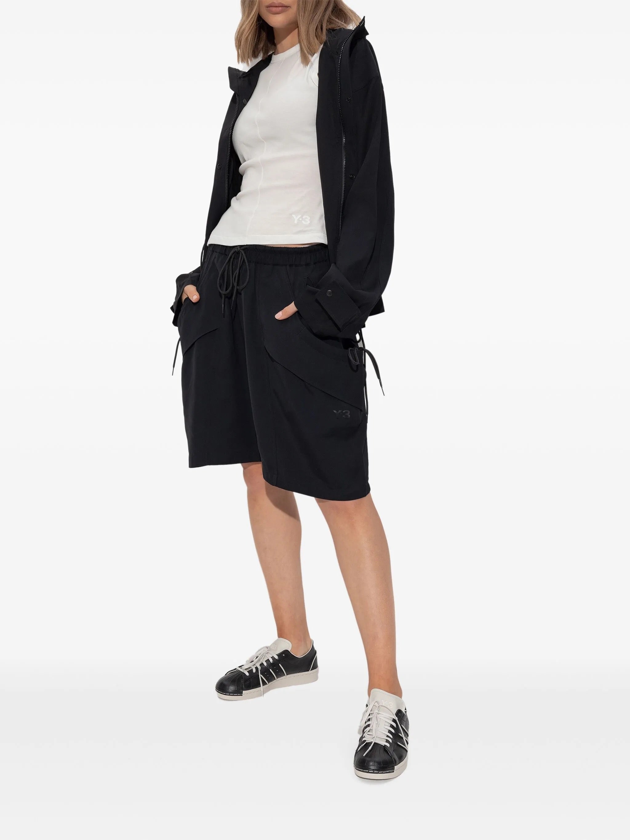 Rayon Twill Hooded Top in Black from Y-3