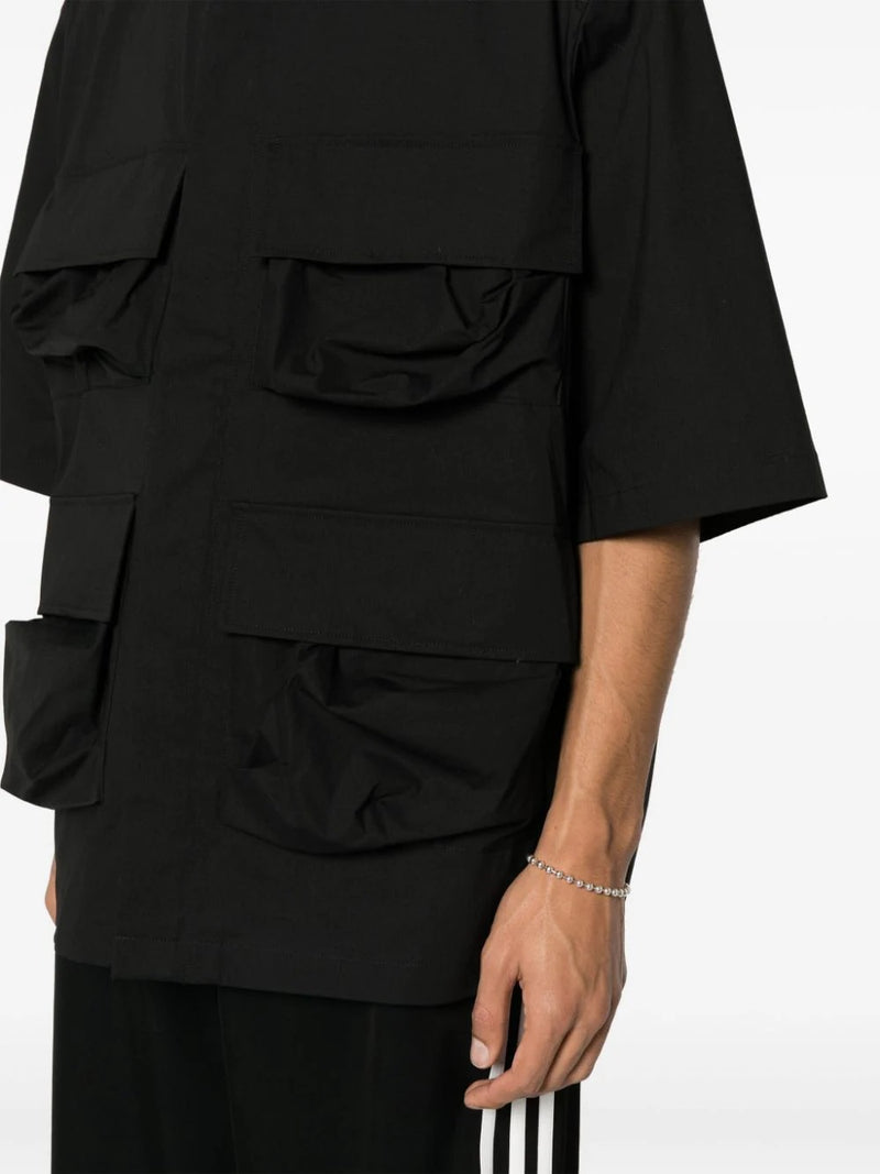 Y-3 - short sleeve 4-pocket shirt in black - 5