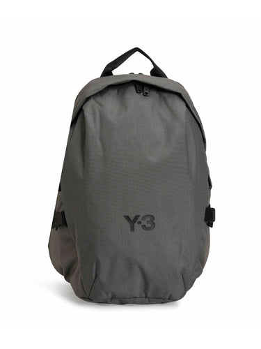 Gray backpack with Y-3 logo on a white background