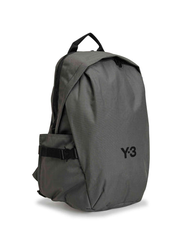 Gray backpack with Y-3 logo on a white background