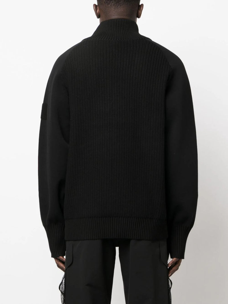 Y-3 │  Zip-Up Knit Sweater in Black