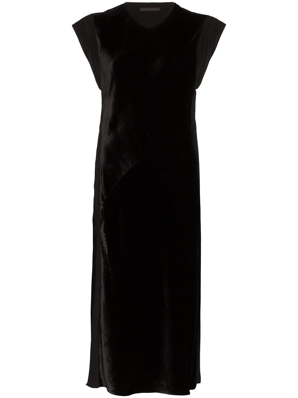 Velvet Front Shift Dress - Black