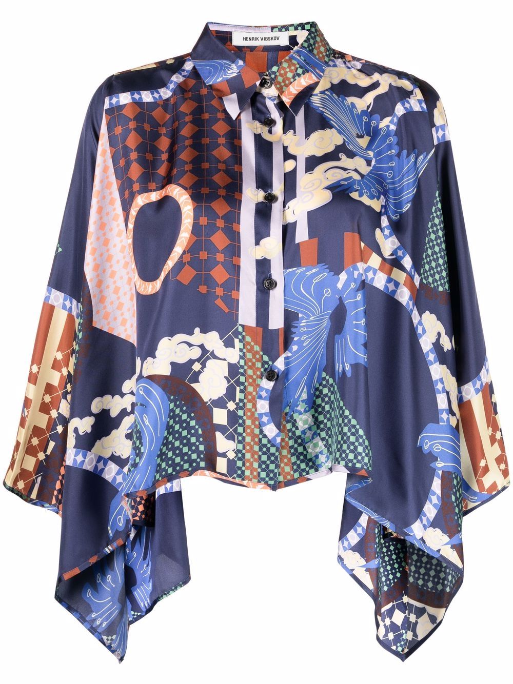 Henrik Vibskov Slip Silk Shirt in Birds Dark - Henrik Vibskov Boutique