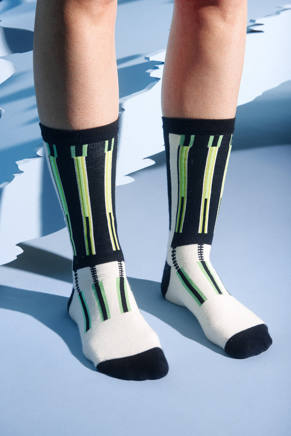 Henrik Vibskov Construction socks for women in black, green and cream - 2