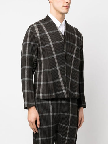 Tweed Pleats Jacket - Black Check-[-Issey Miyake Homme Plisse-3