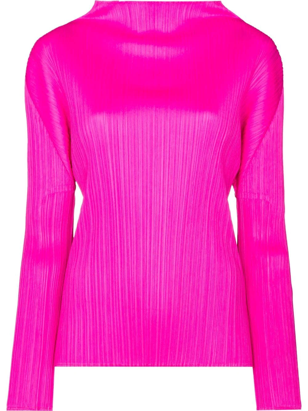 Issey Miyake Pleats Please - Long Sleeve Mock Neck Top in Pink