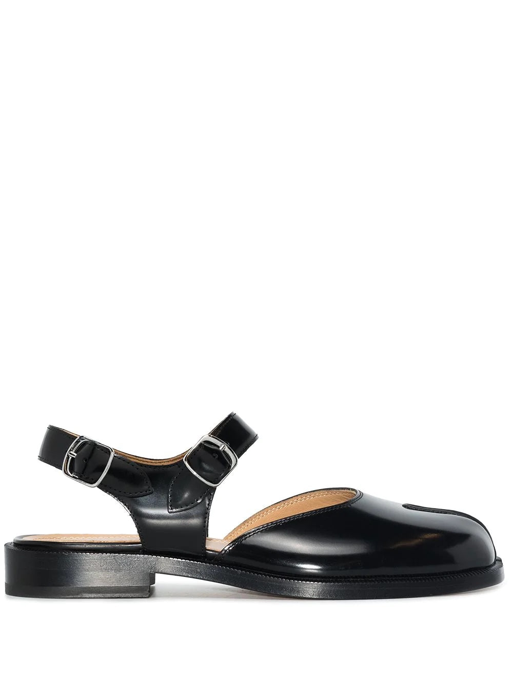 Maison Margiela | Tabi Buckle Sandals in Black Patent Leather