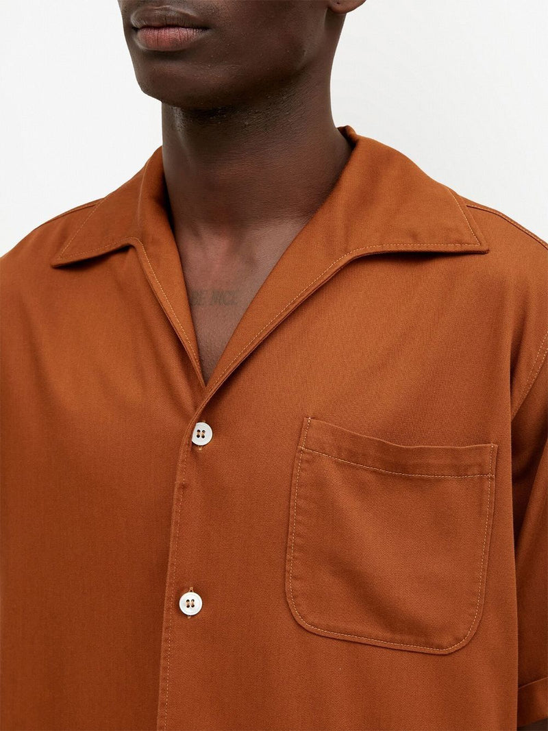 Maison Margiela collared button up shirt with short sleeves in dark orange - 5