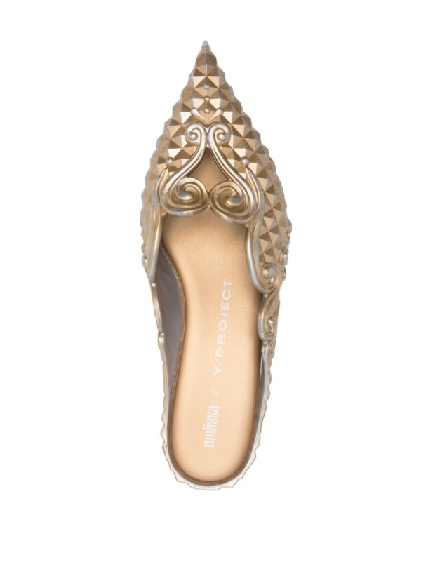 Melissa x Y/Project pointed shoes with kitten heel in gold and silver - 4