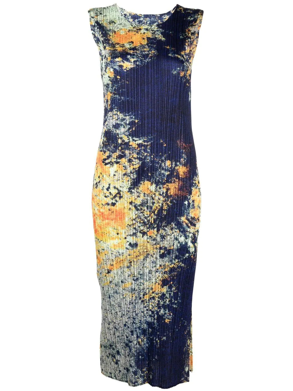 Pleats Please Issey Miyake | Splash Print Dress in Squirt Navy