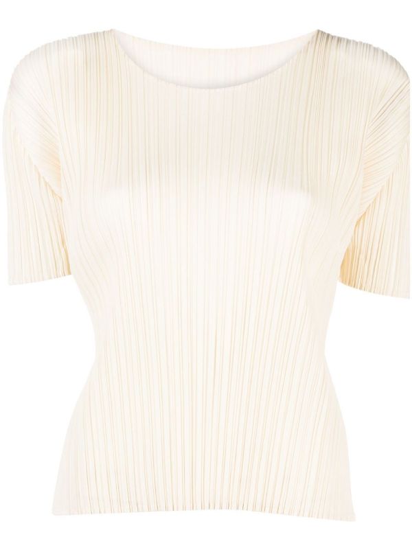 Pleats Please Issey Miyake │ Short Sleeve Top in Light Beige