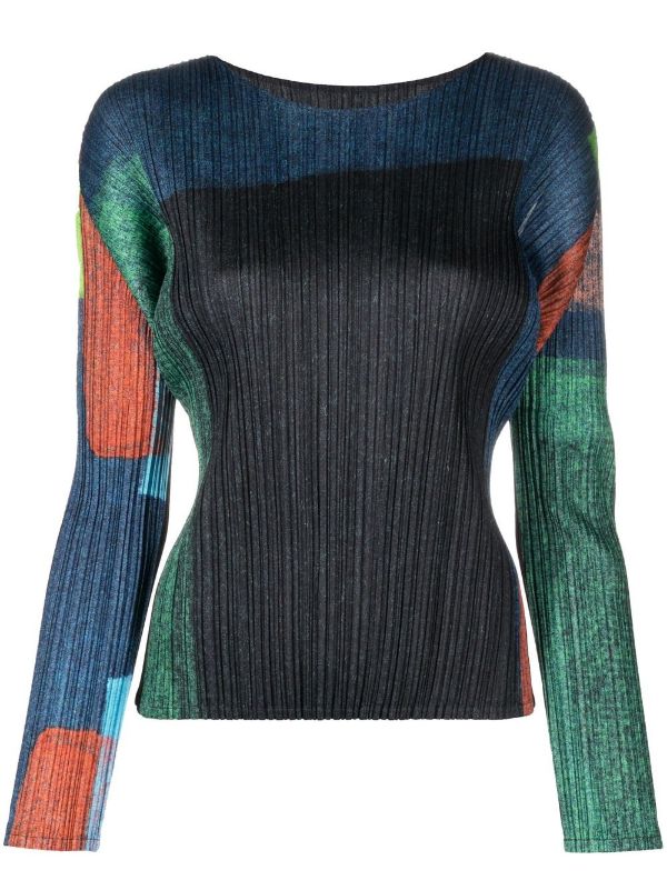 Issey Miyake Pleats Please │ Mixing Block Colour Top in Blue