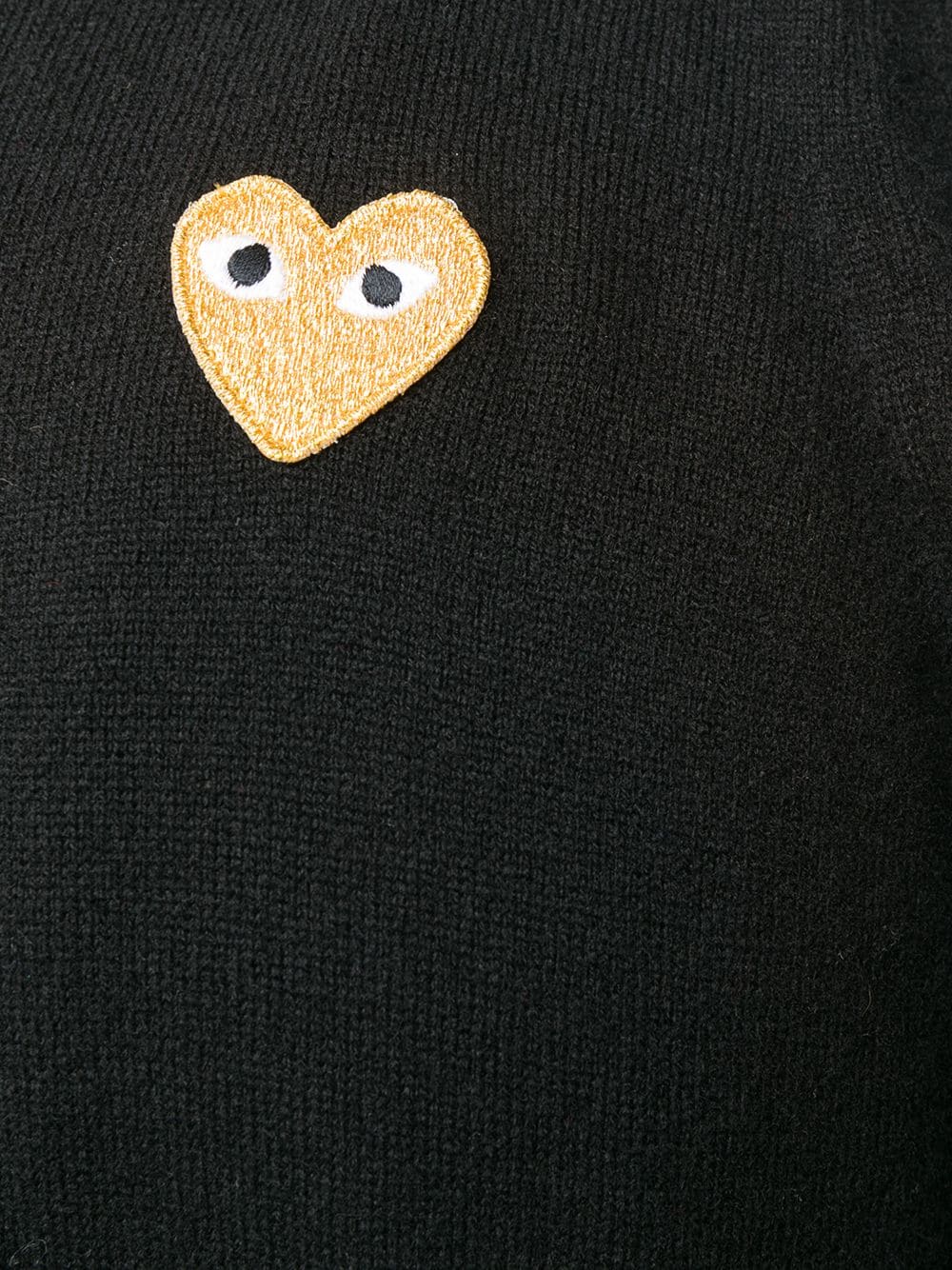 Womens Wool Cardigan Gold Heart - Black-[-Comme des Garçons Play-5