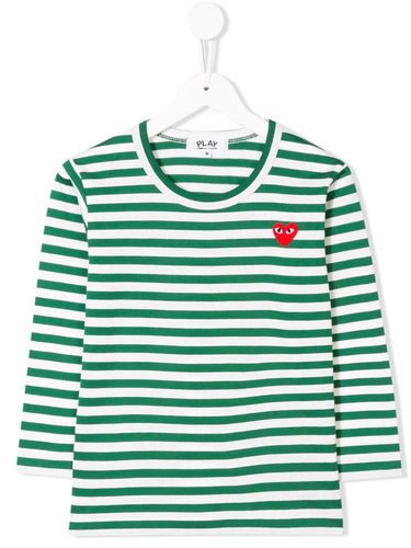 Kids Striped Play Tee - Green-[-Comme des Garçons Play KIDS-1