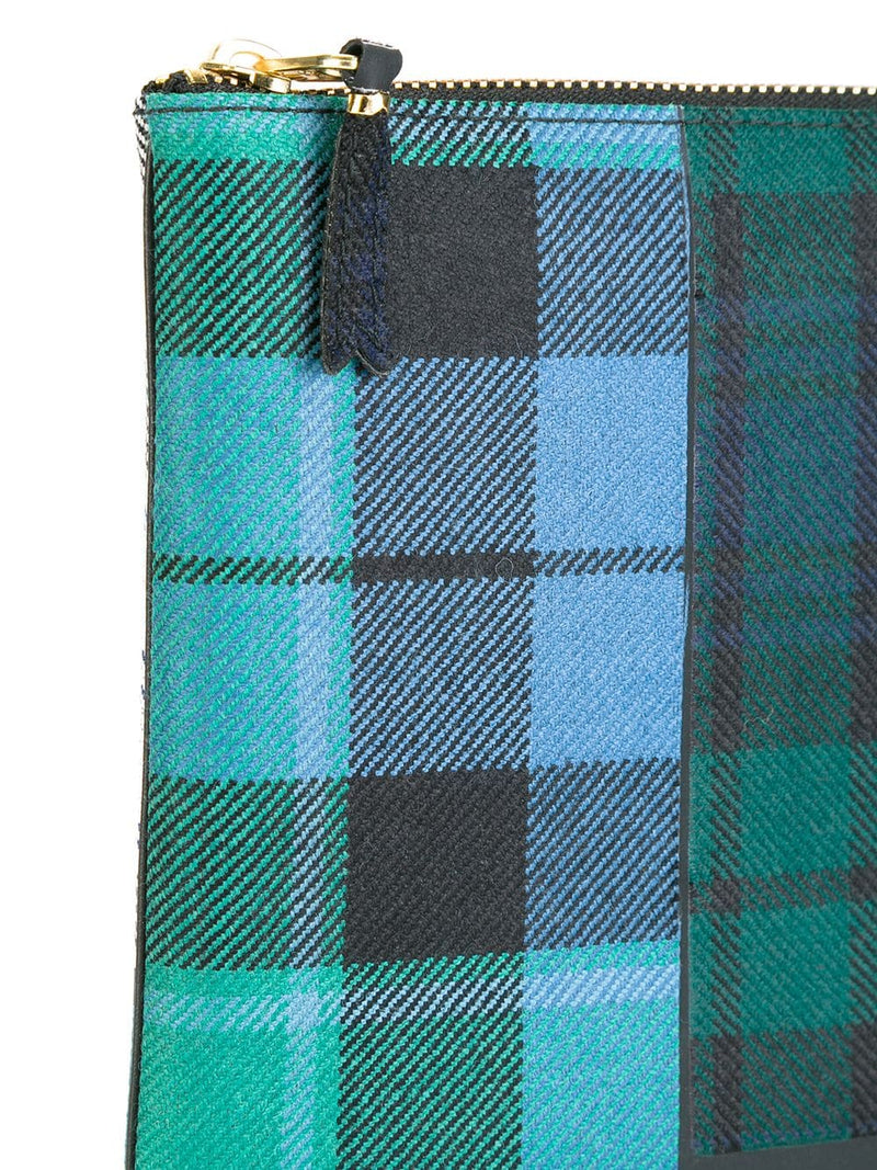 Comme des Garcons Wallets - zipped clutch in tartan patchwork green - 4