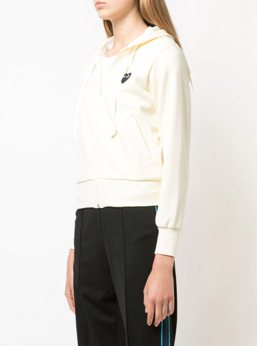 Womens Zipped Hoodie Black Heart - Ivory-[-Comme des Garçons Play-3